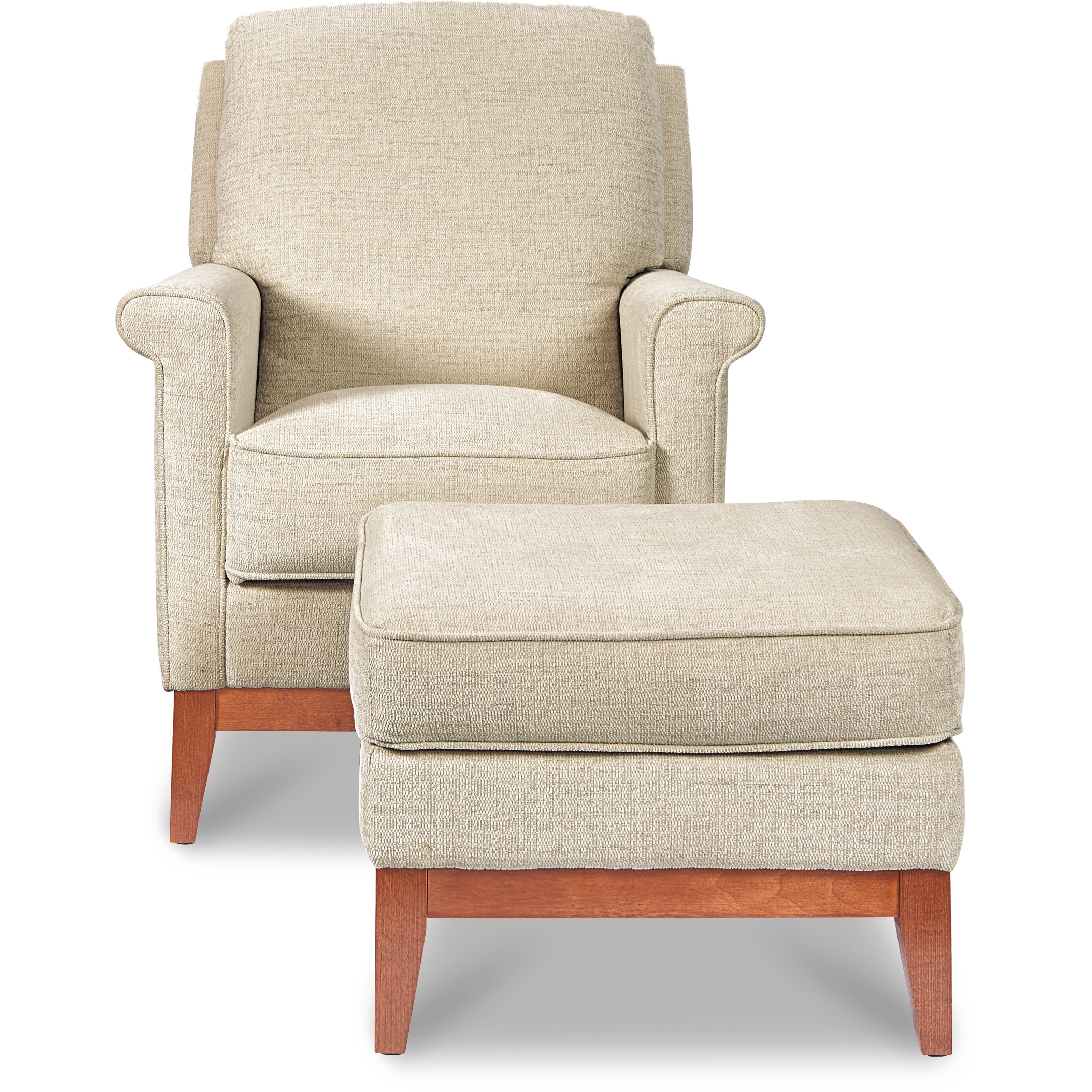 LaZBoy Ferndale Modern Chair and Ottoman with Solid Wood Base